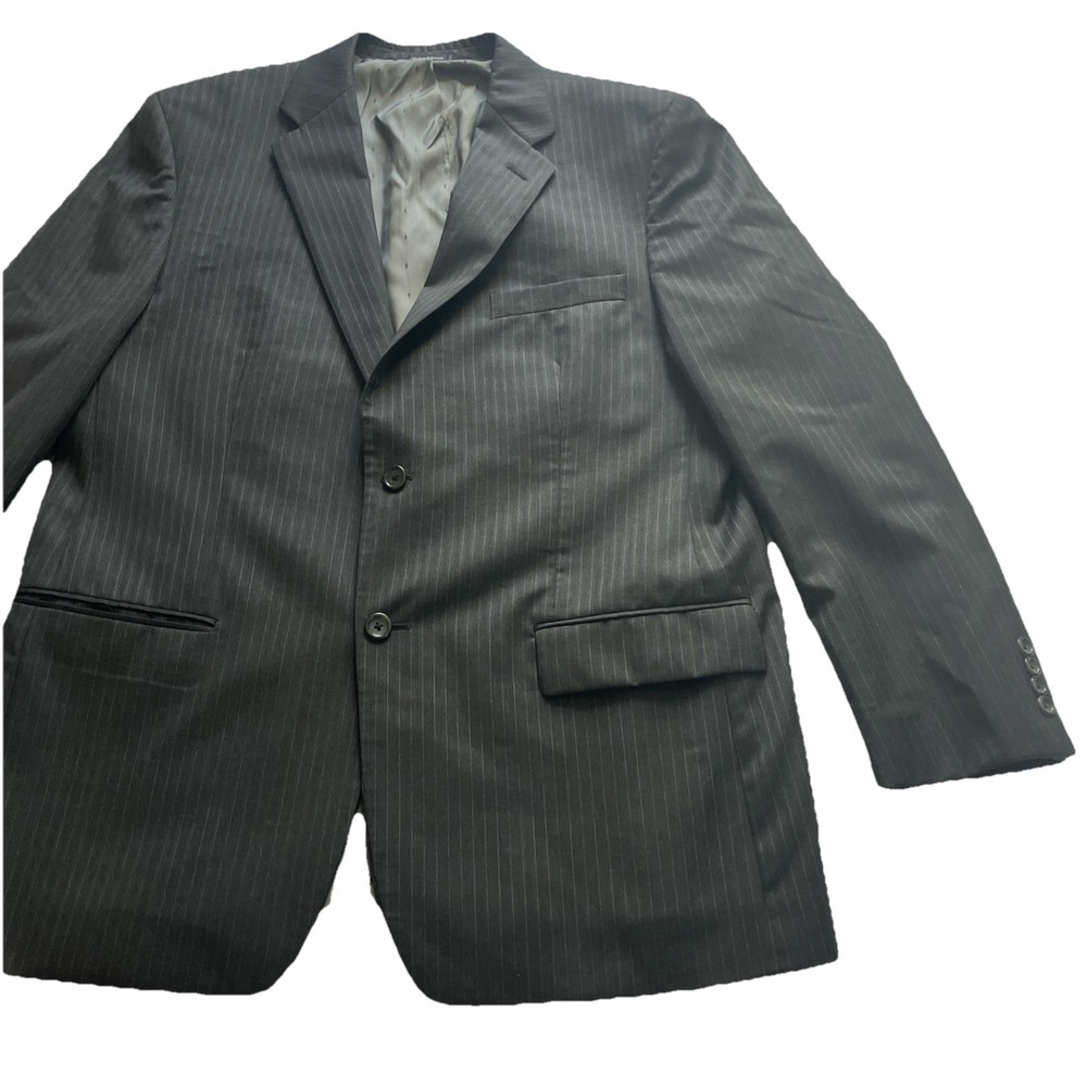 JOSEPH & FEISS Wool Pin Striped Dark Gray Blazer Size 44 Regular‎ 39 Waist